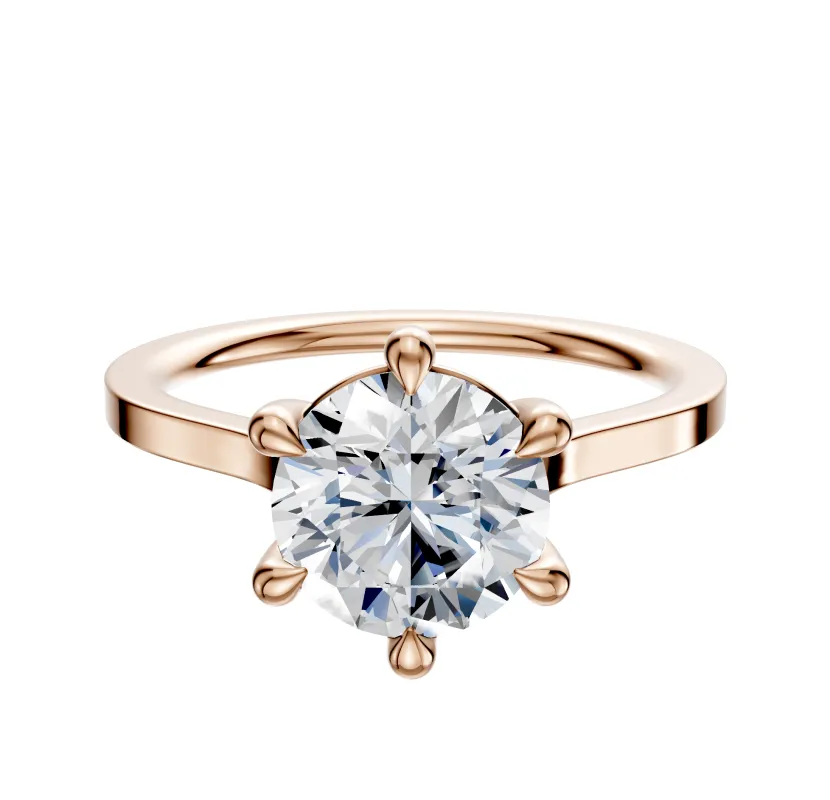 18K Rose Gold 6 Prong Basket Cathedral Flat 1.5mm Engagement Ring sold by Promise By Effy