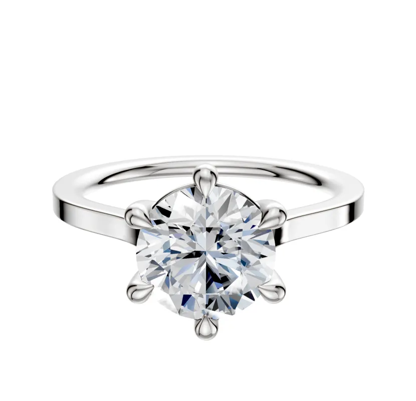 Platinum 6 Prong Basket Cathedral Flat 1.5mm Engagement Ring sold by Promise By Effy