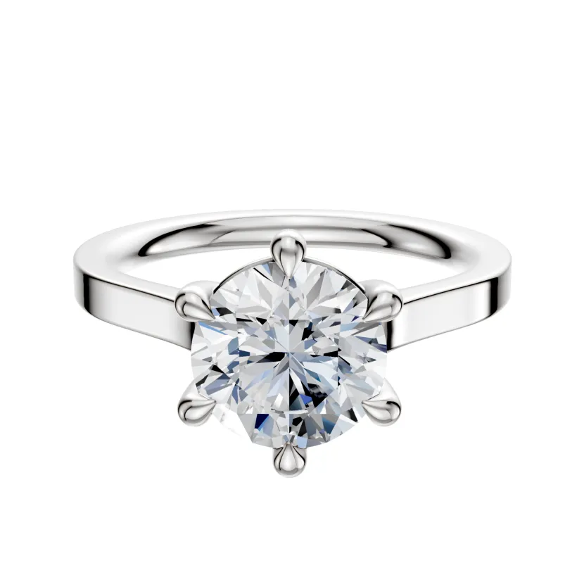 14K White Gold 6 Prong Basket Cathedral Flat 2.0mm Engagement Ring sold by Promise By Effy
