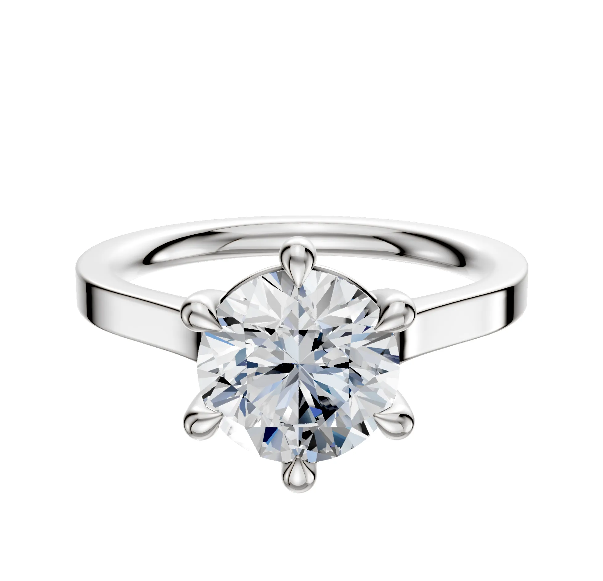 14K White Gold 6 Prong Basket Cathedral Flat 2.0mm Engagement Ring sold by Promise By Effy