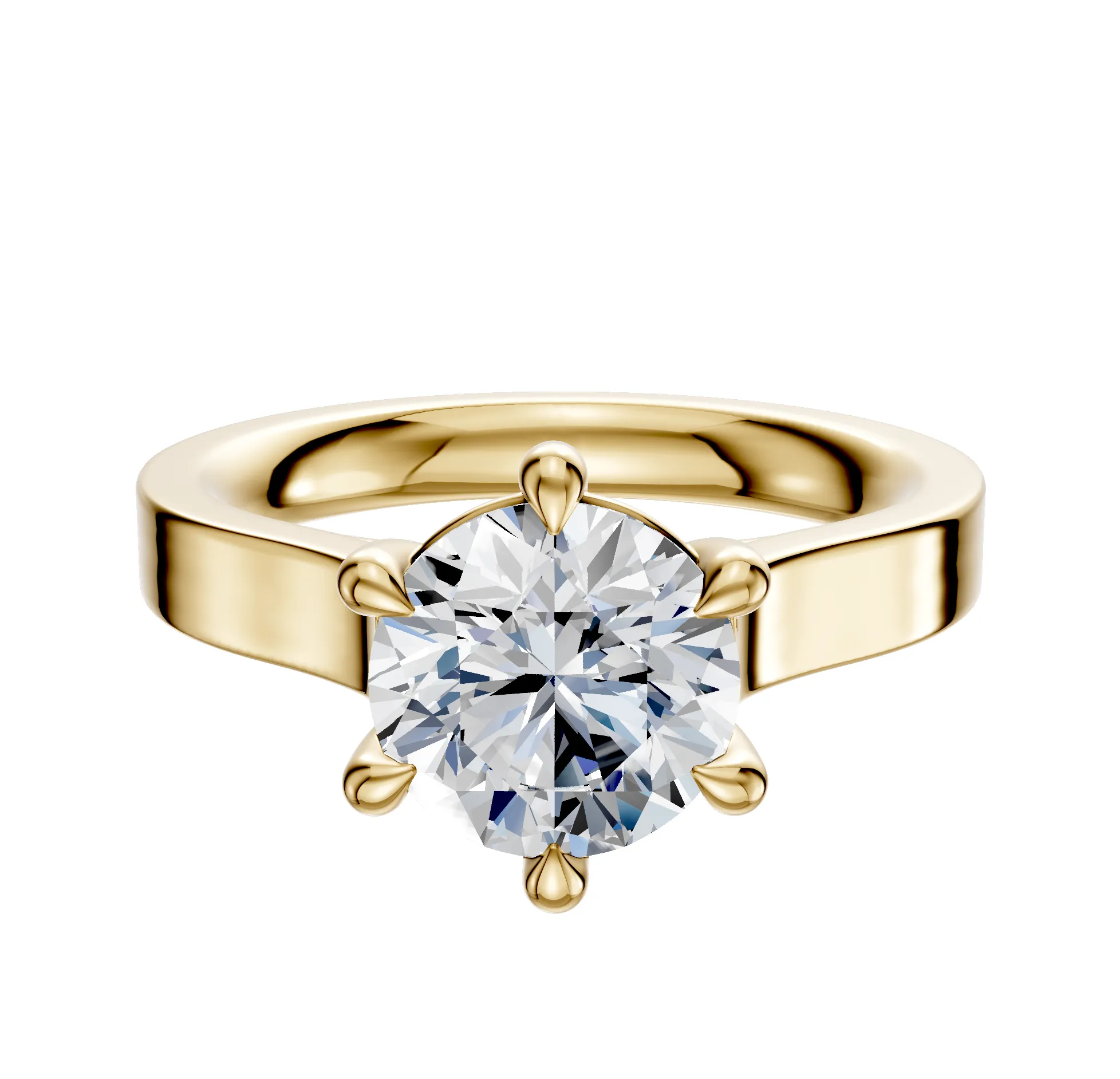 14K Yellow Gold 6 Prong Basket Cathedral Flat 3.0mm Engagement Ring sold by Promise By Effy
