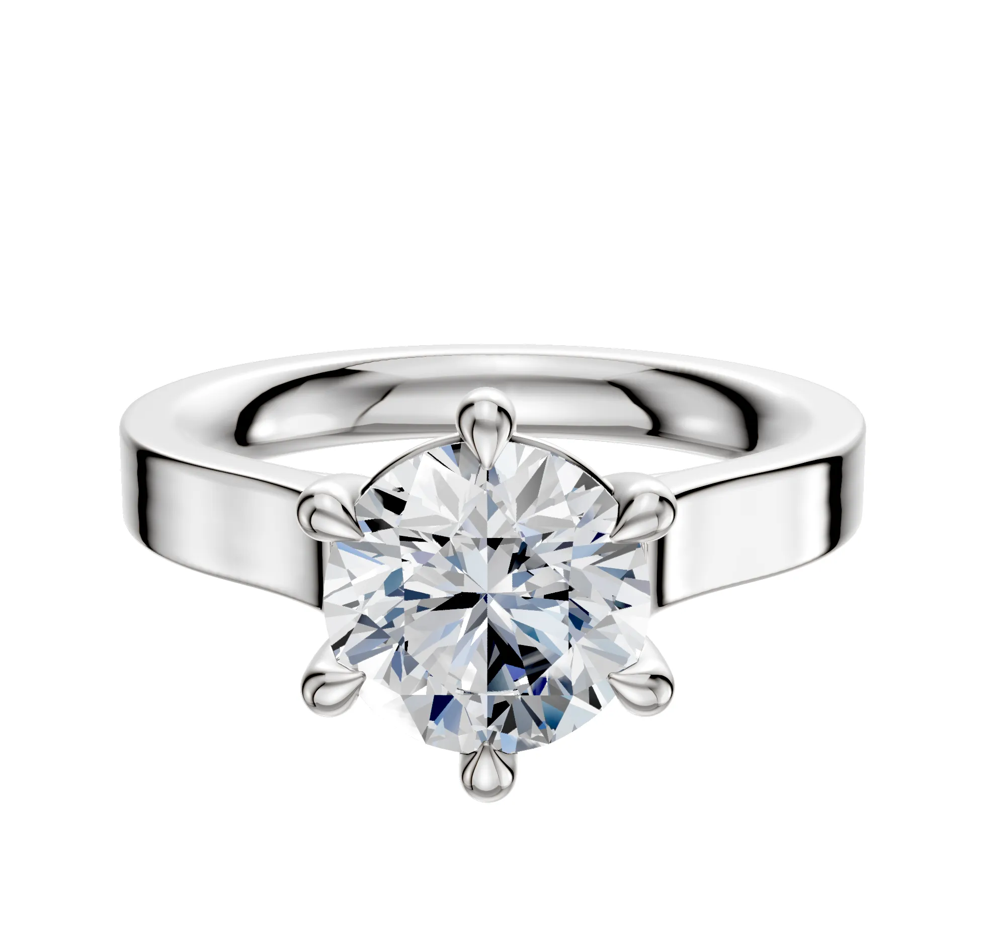 14K White Gold 6 Prong Basket Cathedral Flat 3.0mm Engagement Ring sold by Promise By Effy