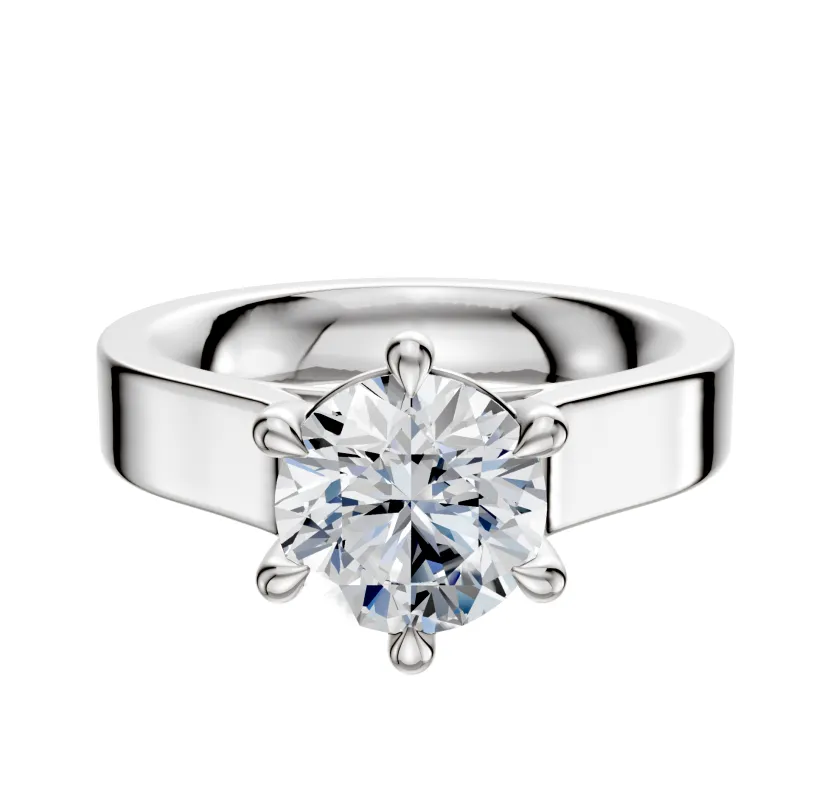 14K White Gold 6 Prong Basket Cathedral Flat 4.0mm Engagement Ring sold by Promise By Effy