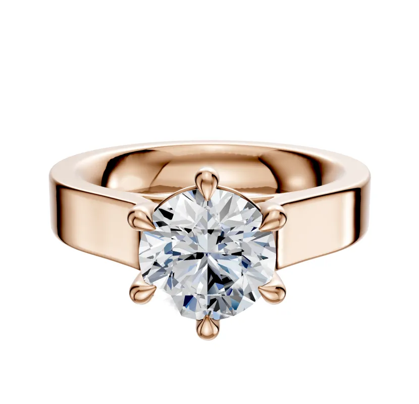 18K Rose Gold 6 Prong Basket Cathedral Flat 4.0mm Engagement Ring sold by Promise By Effy