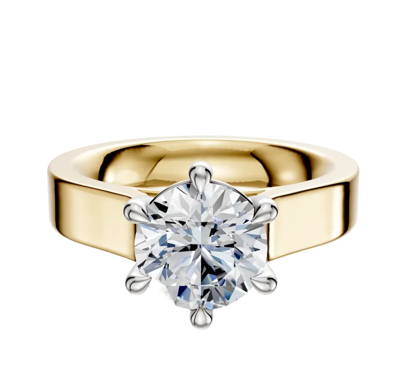 18K Two Tone 6 Prong Basket Cathedral Flat 4.0mm Engagement Ring sold by Promise By Effy