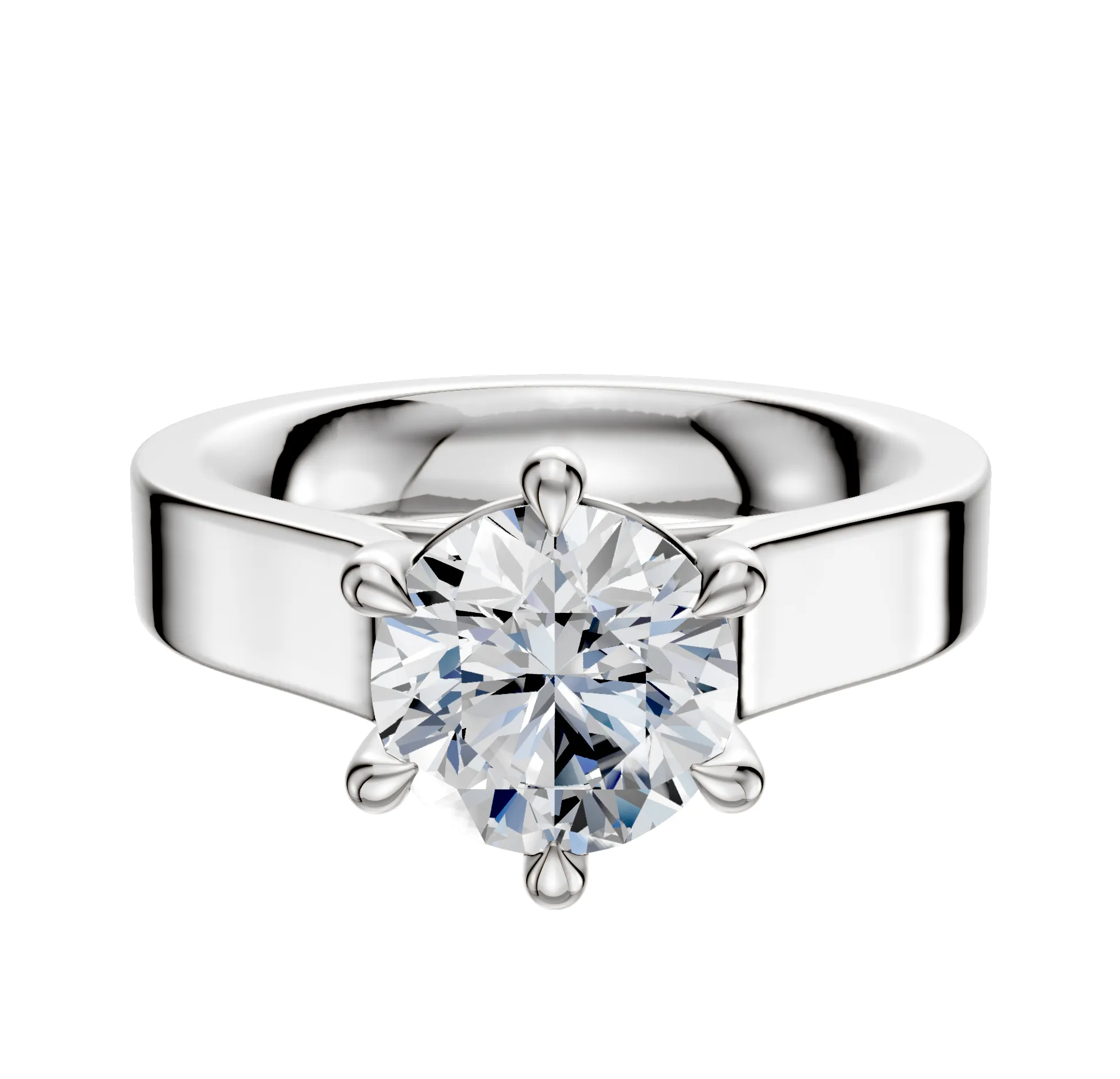 Platinum 6 Prong Basket Cathedral Flat 4.0mm Engagement Ring sold by Promise By Effy