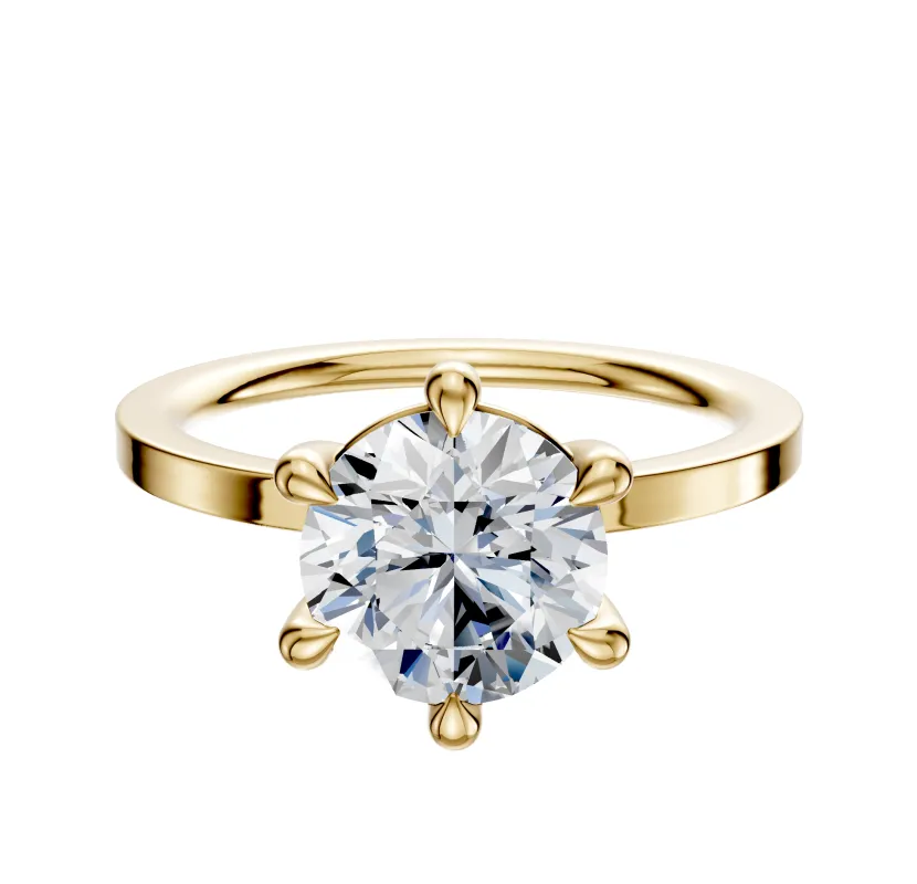 14K Yellow Gold 6 Prong Basket Classic Flat 1.5mm Engagement Ring sold by Promise By Effy