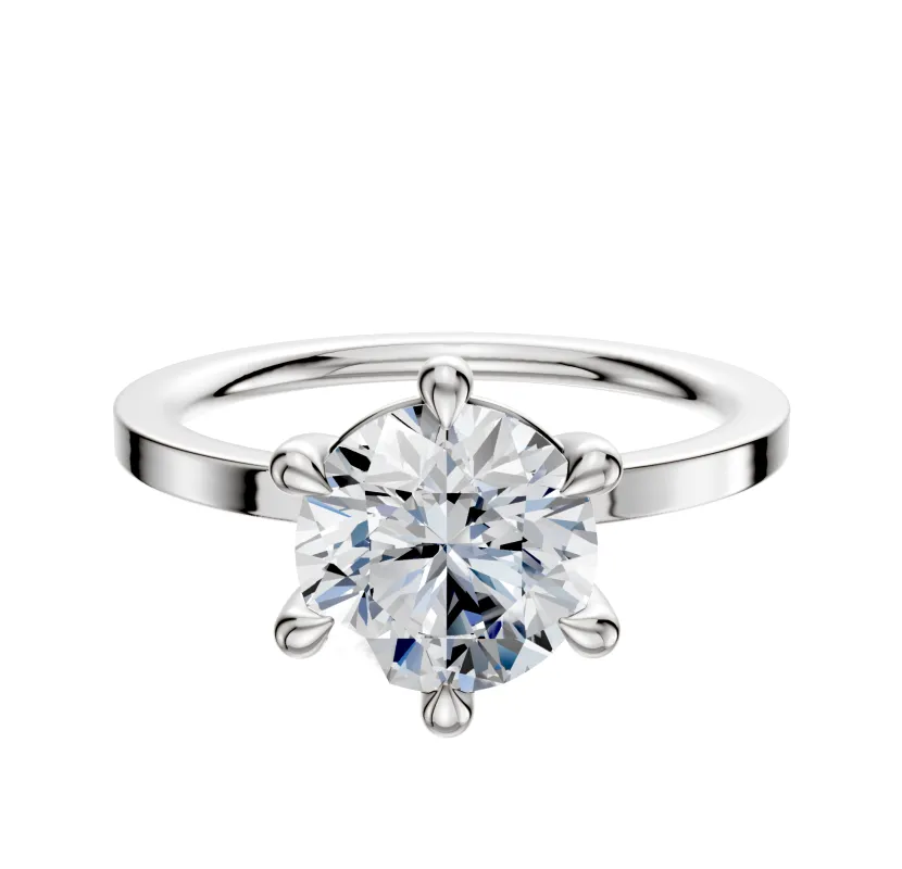 14K White Gold 6 Prong Basket Classic Flat 1.5mm Engagement Ring sold by Promise By Effy