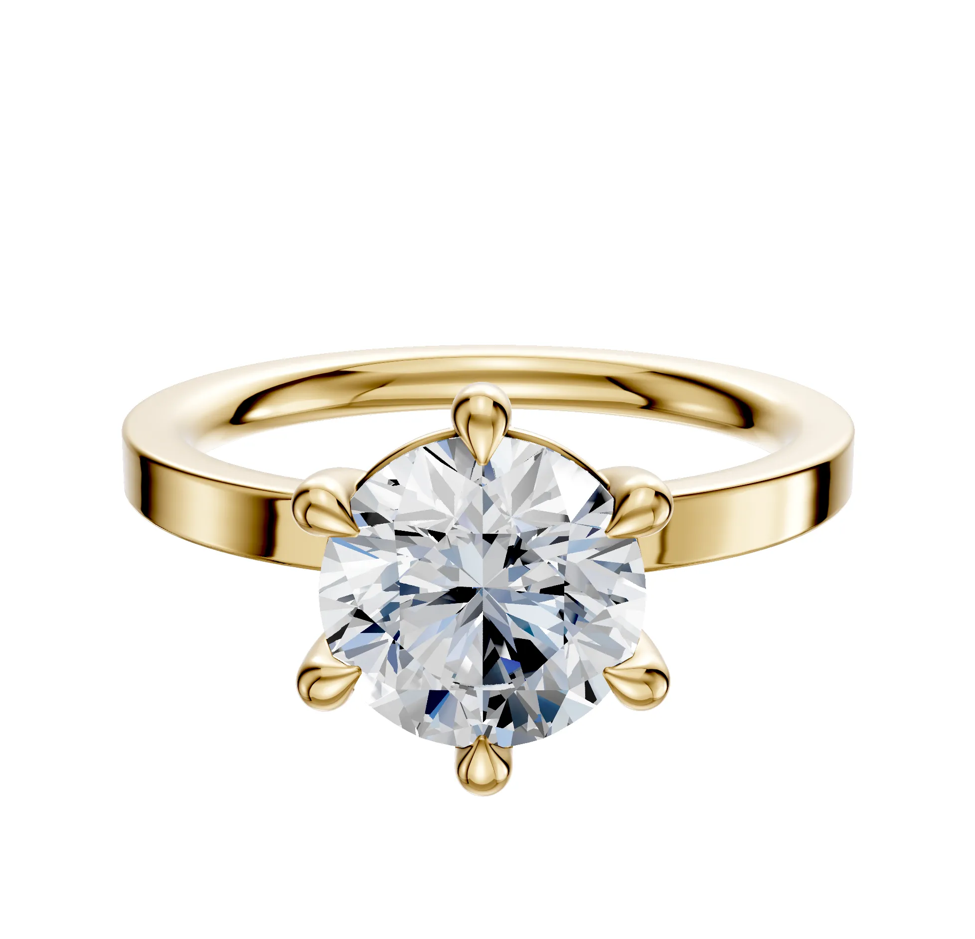 14K Yellow Gold 6 Prong Basket Classic Flat 2.0mm Engagement Ring sold by Promise By Effy