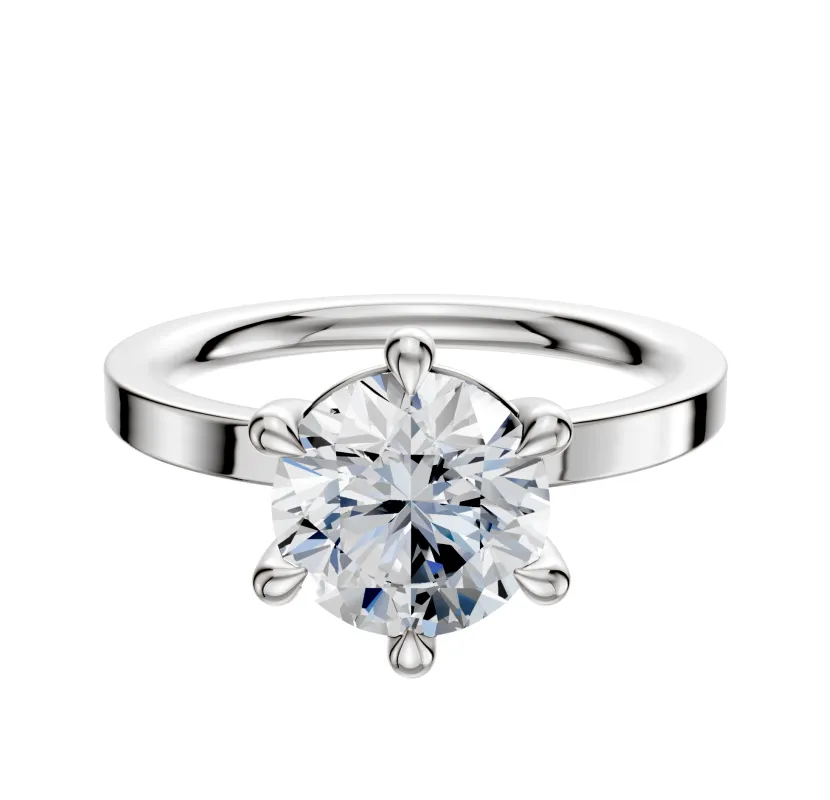 18K White Gold 6 Prong Basket Classic Flat 2.0mm Engagement Ring sold by Promise By Effy