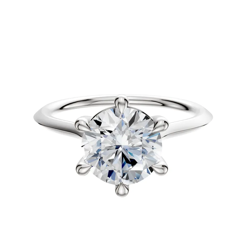 14K White Gold 6 Prong Basket Cathedral Knife Edge 1.5mm Engagement Ring sold by Promise By Effy