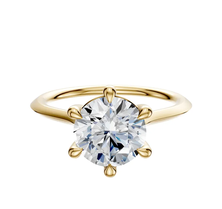 18K Yellow Gold 6 Prong Basket Cathedral Knife Edge 1.5mm Engagement Ring sold by Promise By Effy