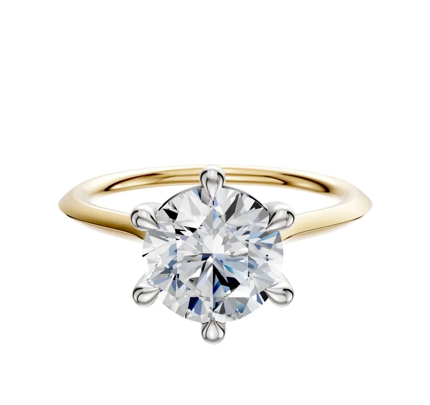 18K Two Tone 6 Prong Basket Cathedral Knife Edge 1.5mm Engagement Ring sold by Promise By Effy