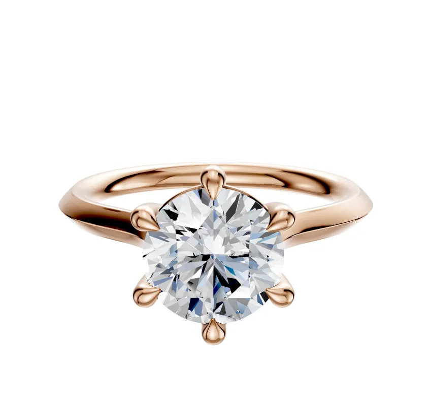 14K Rose Gold 6 Prong Basket Cathedral Knife Edge 2.0mm Engagement Ring sold by Promise By Effy