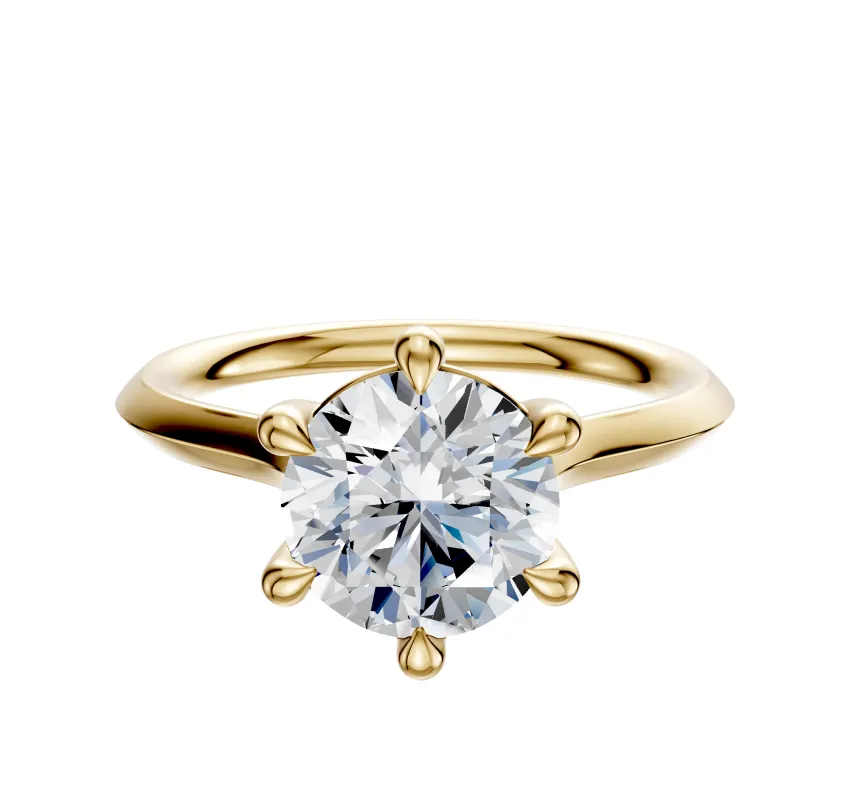14K Yellow Gold 6 Prong Basket Cathedral Knife Edge 2.0mm Engagement Ring sold by Promise By Effy