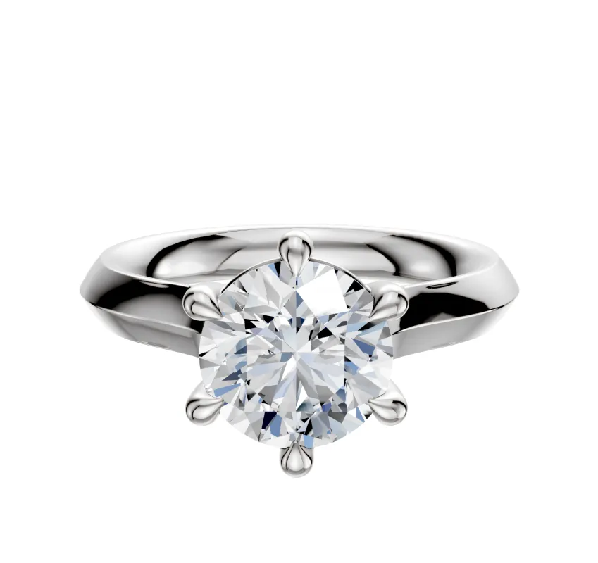 14K White Gold 6 Prong Basket Cathedral Knife Edge 3.0mm Engagement Ring sold by Promise By Effy