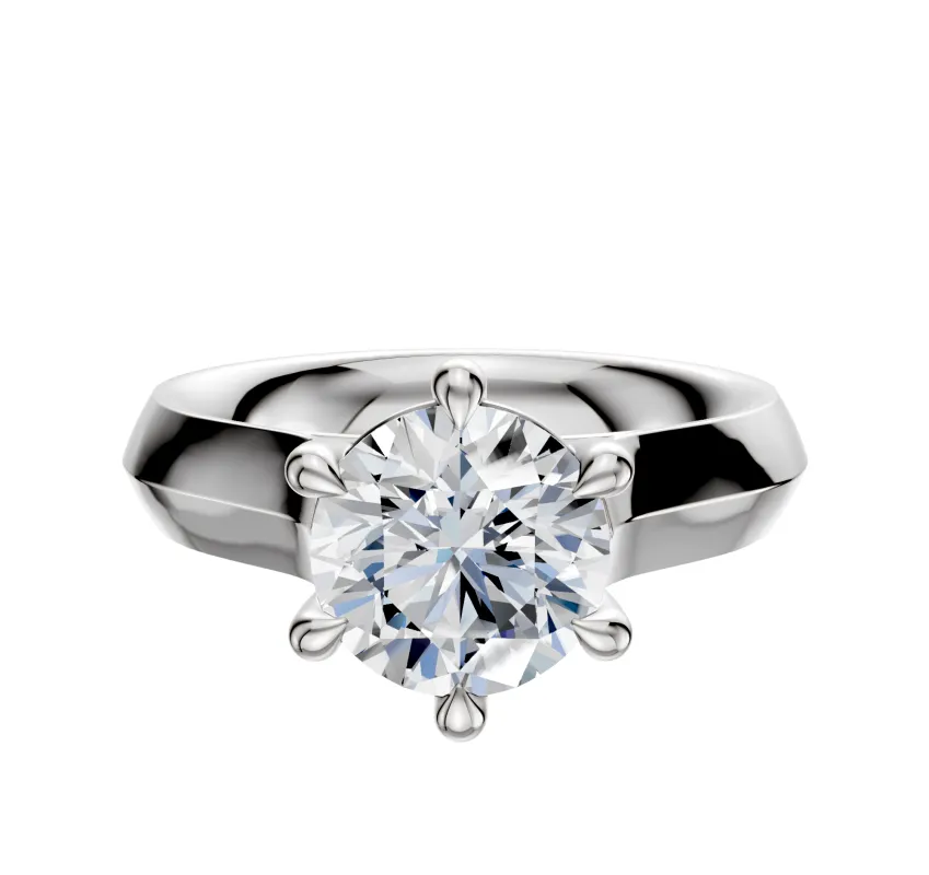 14K White Gold 6 Prong Basket Cathedral Knife Edge 4.0mm Engagement Ring sold by Promise By Effy