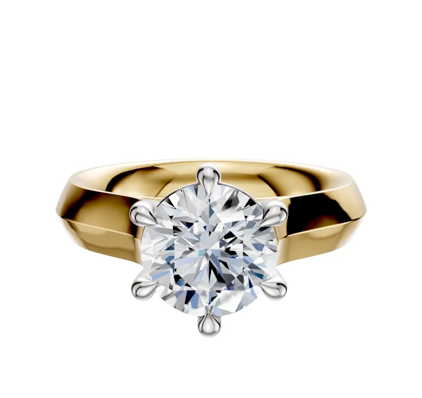 14K Two Tone 6 Prong Basket Cathedral Knife Edge 4.0mm Engagement Ring sold by Promise By Effy