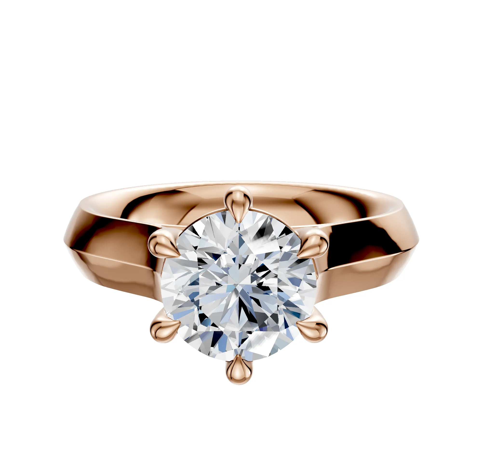 14K Rose Gold 6 Prong Basket Cathedral Knife Edge 4.0mm Engagement Ring sold by Promise By Effy