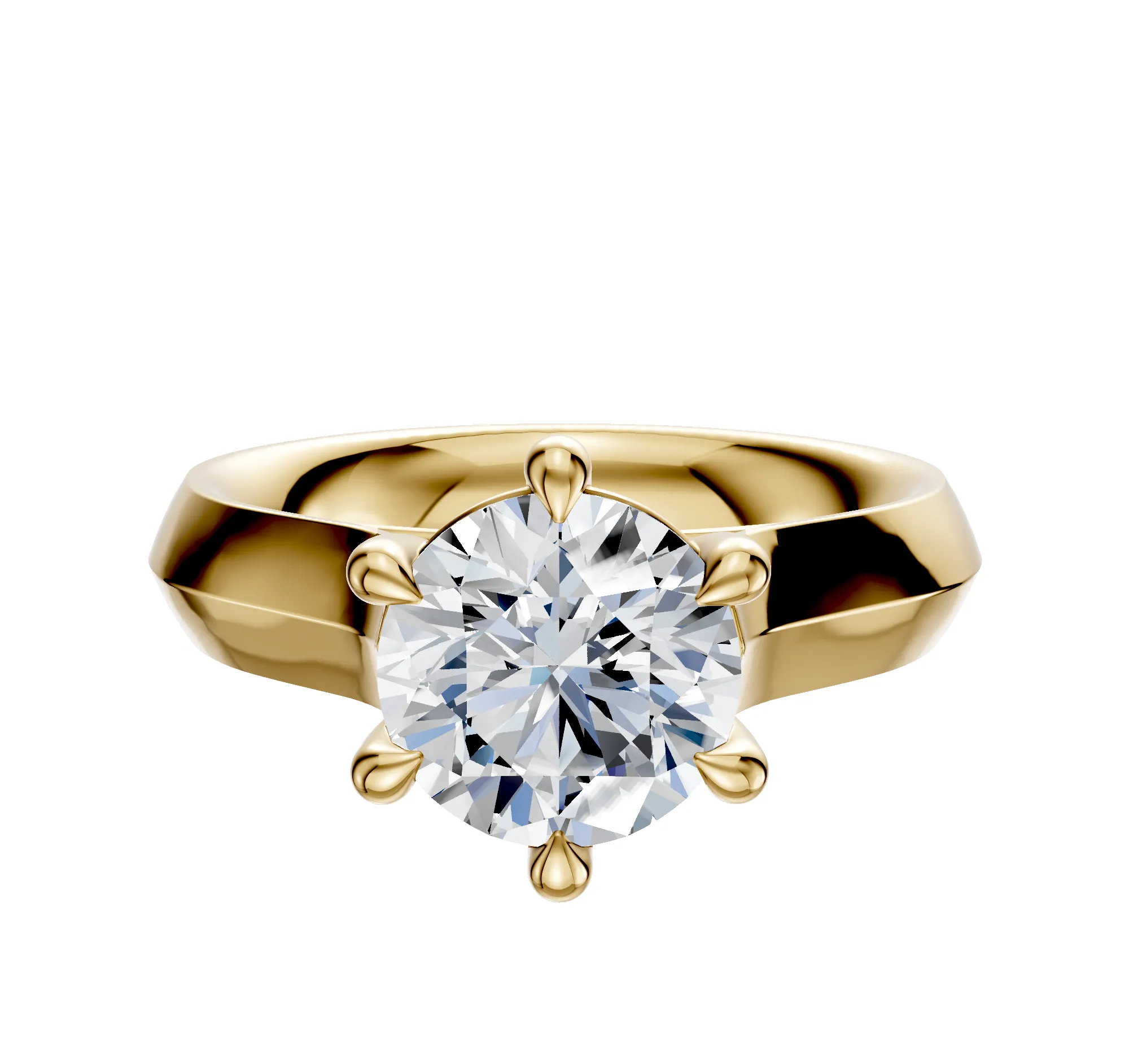 18K Yellow Gold 6 Prong Basket Cathedral Knife Edge 4.0mm Engagement Ring sold by Promise By Effy