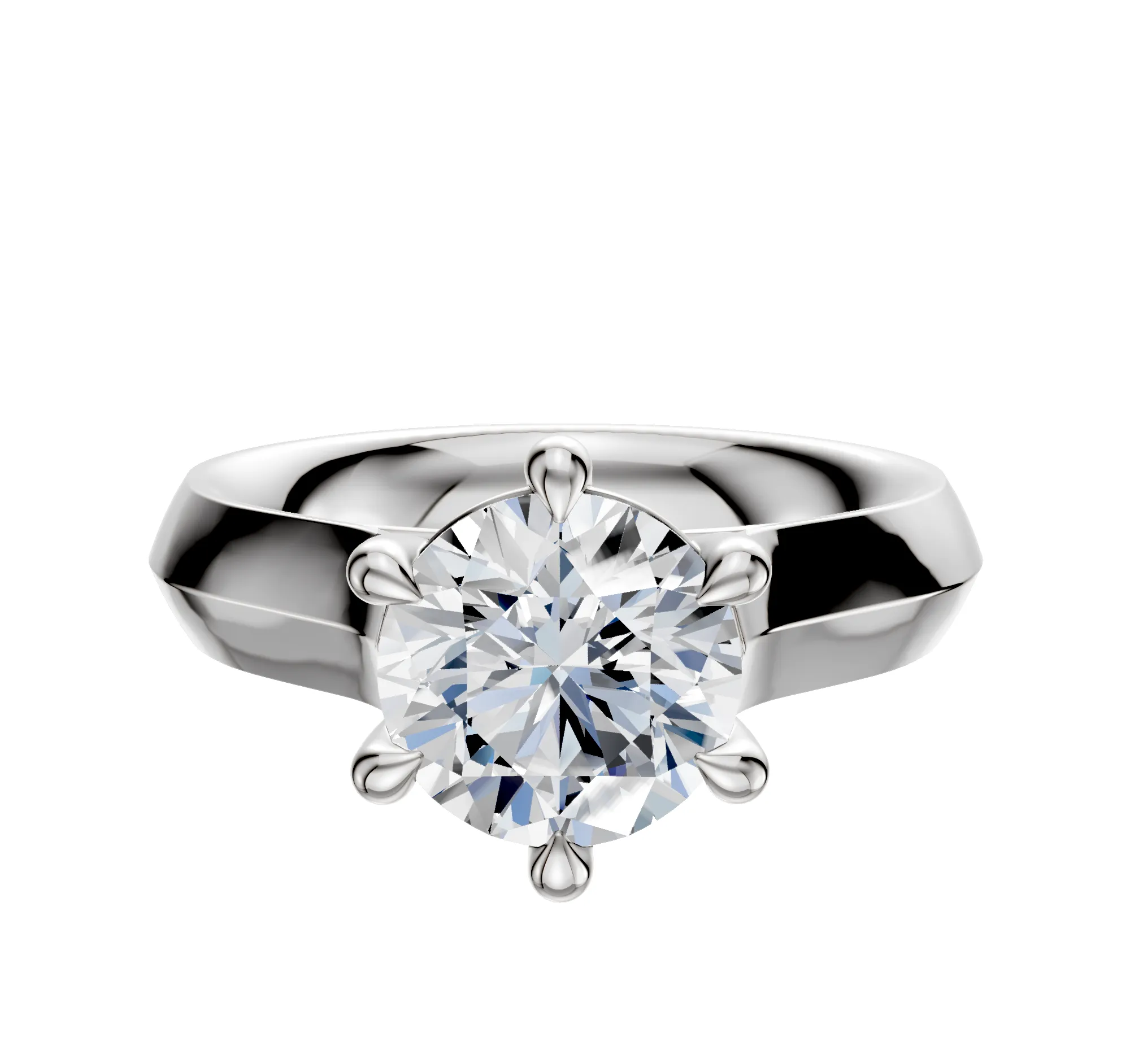 18K White Gold 6 Prong Basket Cathedral Knife Edge 4.0mm Engagement Ring sold by Promise By Effy