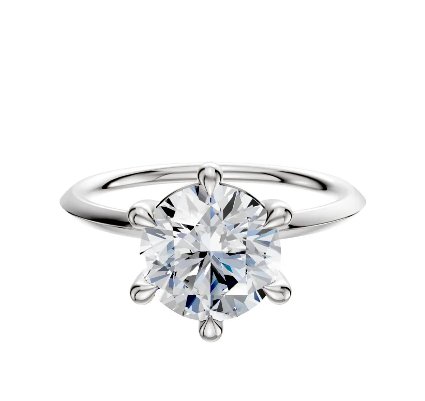 14K White Gold 6 Prong Basket Classic Knife Edge 1.5mm Engagement Ring sold by Promise By Effy