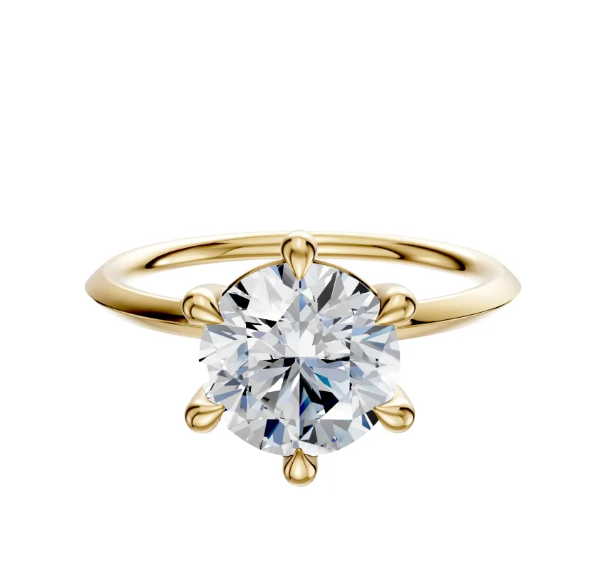 18K Yellow Gold 6 Prong Basket Classic Knife Edge 1.5mm Engagement Ring sold by Promise By Effy