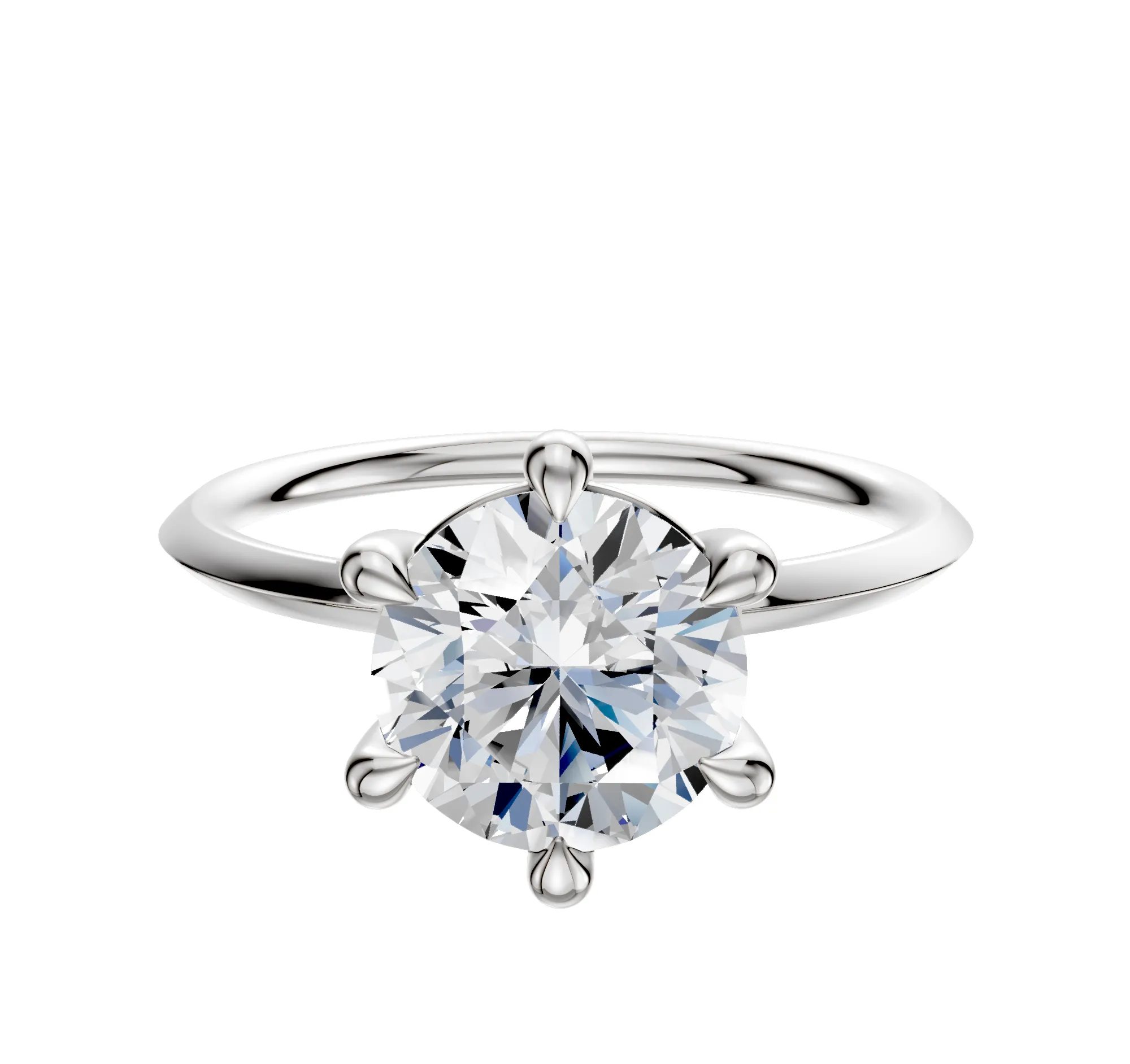 Platinum 6 Prong Basket Classic Knife Edge 1.5mm Engagement Ring sold by Promise By Effy