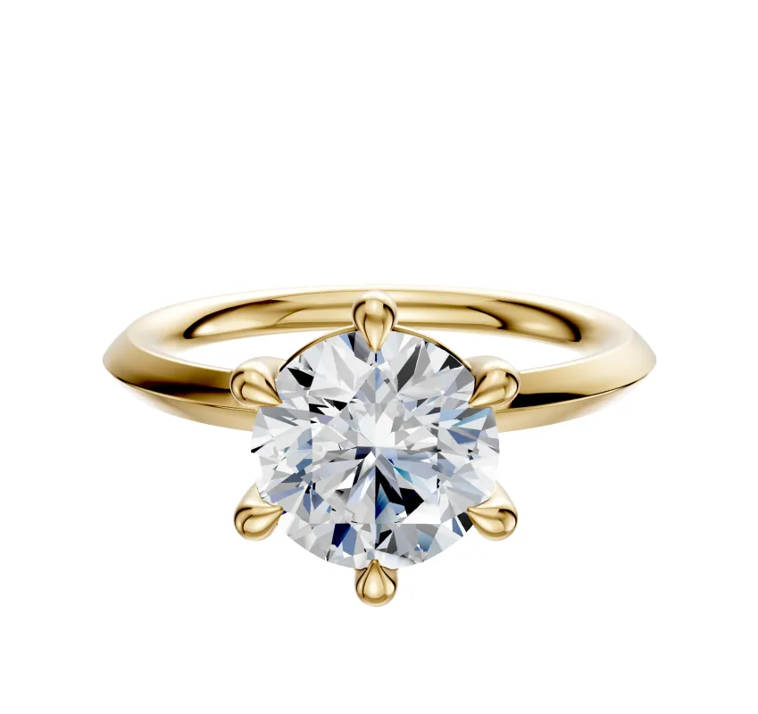 14K Yellow Gold 6 Prong Basket Classic Knife Edge 2.0mm Engagement Ring sold by Promise By Effy