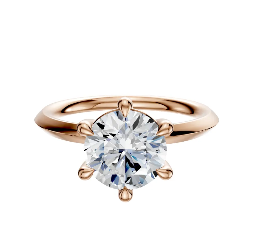 14K Rose Gold 6 Prong Basket Classic Knife Edge 2.0mm Engagement Ring sold by Promise By Effy