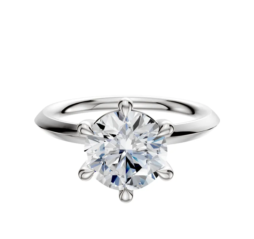 18K White Gold 6 Prong Basket Classic Knife Edge 2.0mm Engagement Ring sold by Promise By Effy