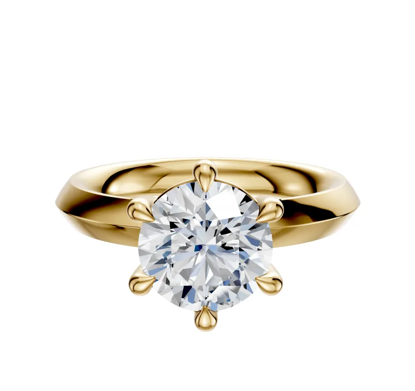 14K Yellow Gold 6 Prong Basket Classic Knife Edge 3.0mm Engagement Ring sold by Promise By Effy