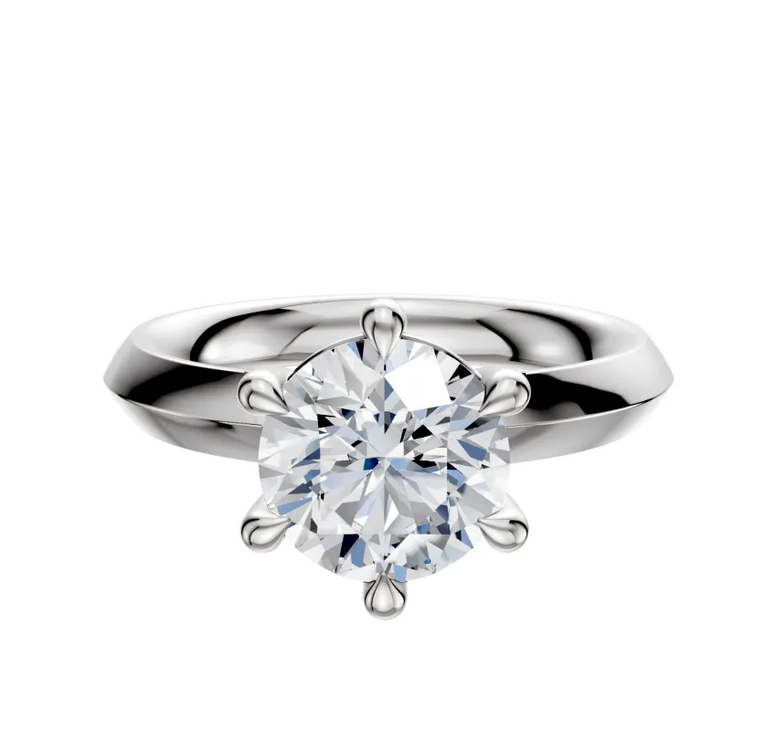 18K White Gold 6 Prong Basket Classic Knife Edge 3.0mm Engagement Ring sold by Promise By Effy