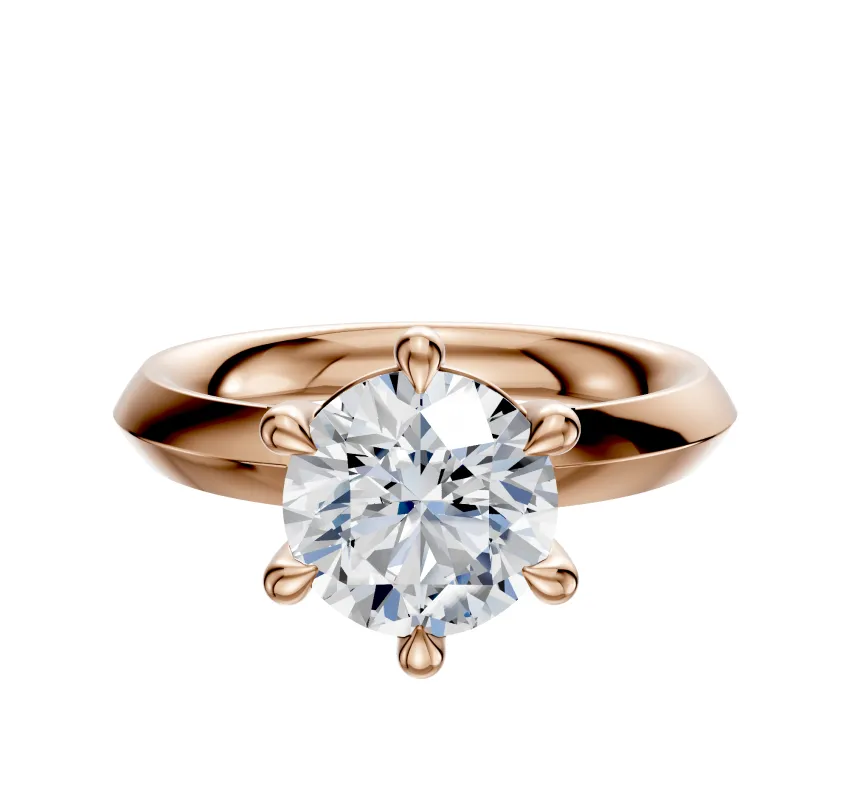 18K Rose Gold 6 Prong Basket Classic Knife Edge 3.0mm Engagement Ring sold by Promise By Effy