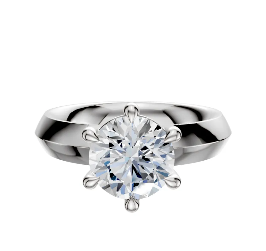 18K White Gold 6 Prong Basket Classic Knife Edge 4.0mm Engagement Ring sold by Promise By Effy