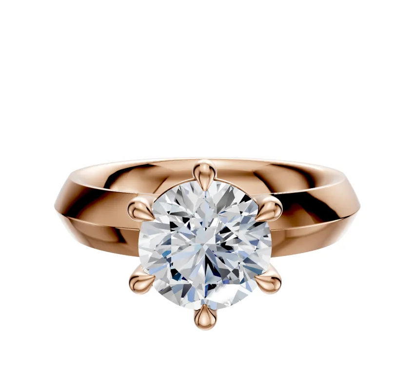 14K Rose Gold 6 Prong Basket Classic Knife Edge 4.0mm Engagement Ring sold by Promise By Effy