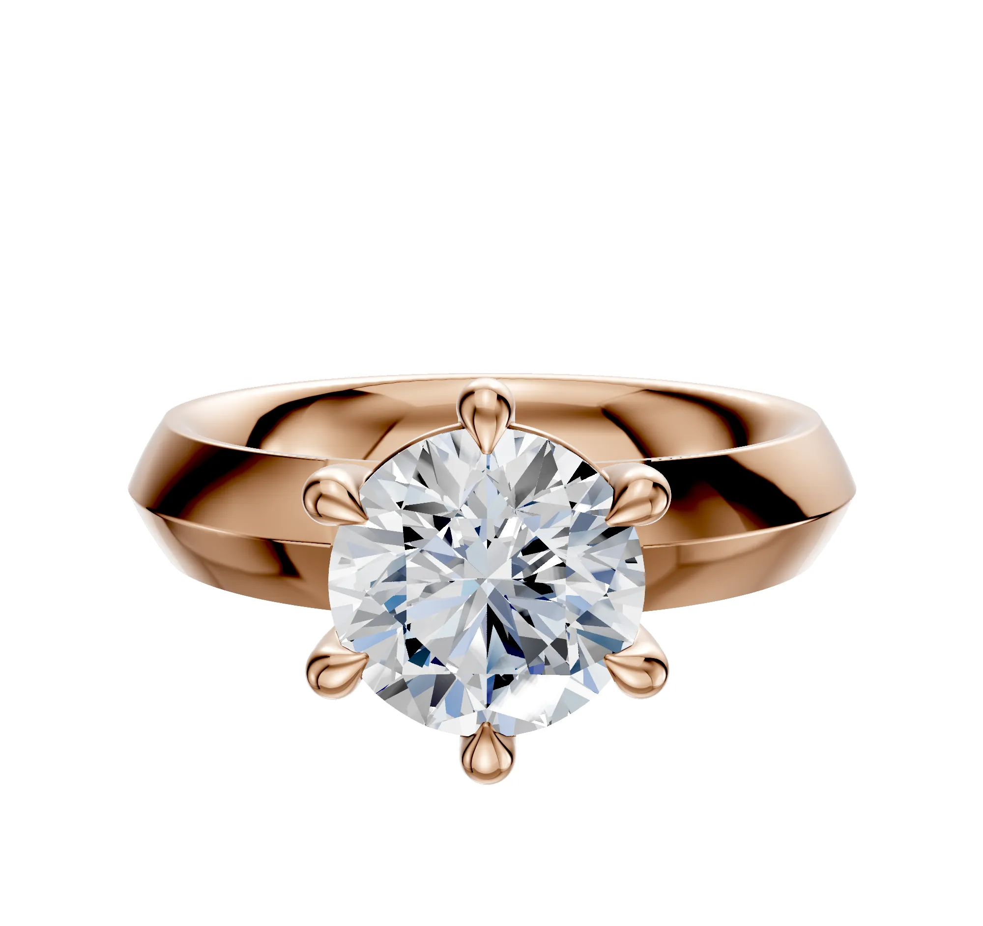 18K Rose Gold 6 Prong Basket Classic Knife Edge 4.0mm Engagement Ring sold by Promise By Effy