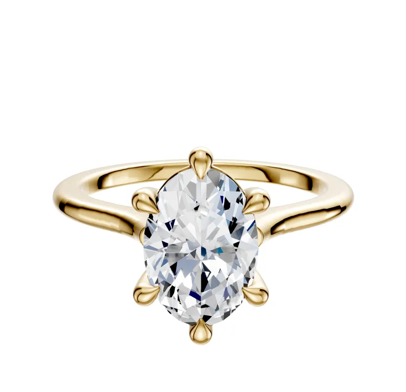 14K Yellow Gold 6 Prong Basket Cathedral Dome 1.5mm Engagement Ring sold by Promise By Effy