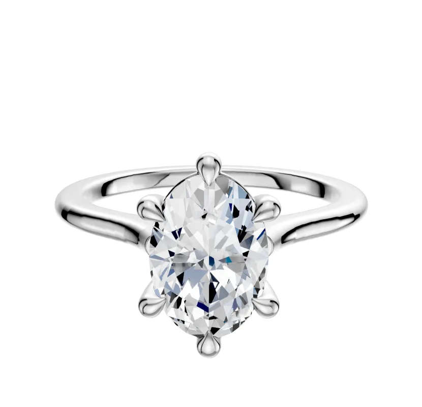 14K White Gold 6 Prong Basket Cathedral Dome 1.5mm Engagement Ring sold by Promise By Effy