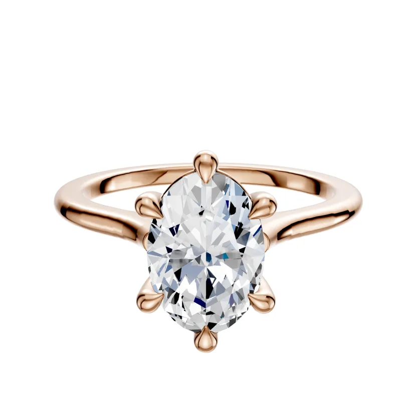 18K Rose Gold 6 Prong Basket Cathedral Dome 1.5mm Engagement Ring sold by Promise By Effy