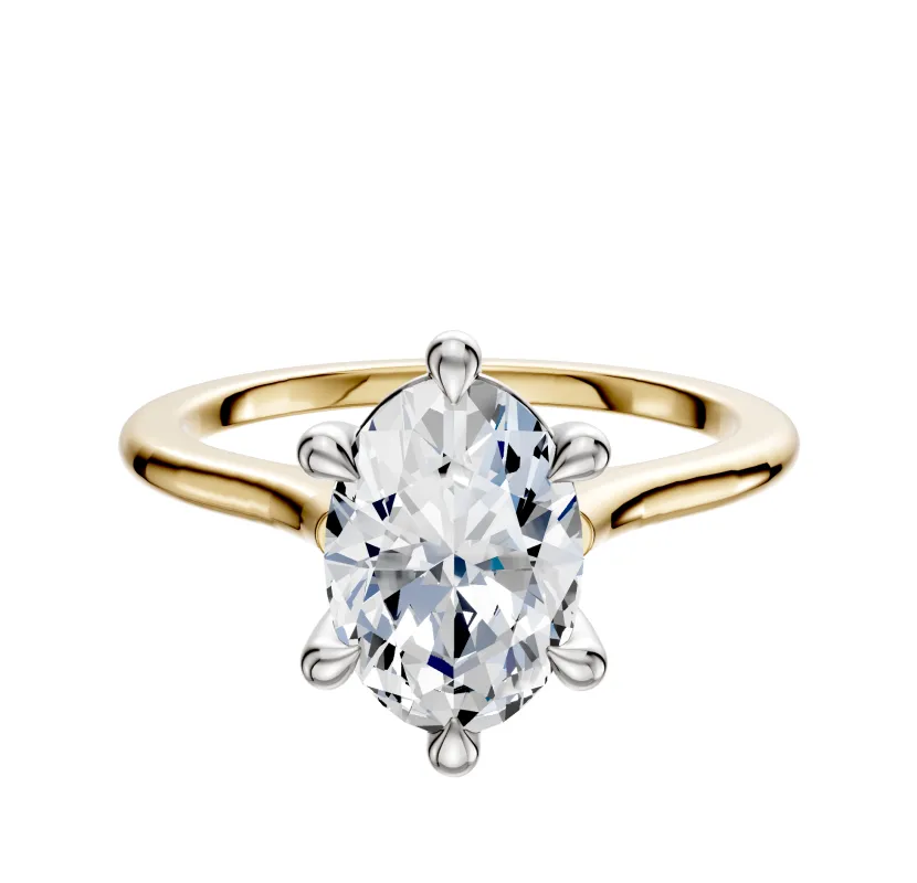 18K Two Tone 6 Prong Basket Cathedral Dome 1.5mm Engagement Ring sold by Promise By Effy