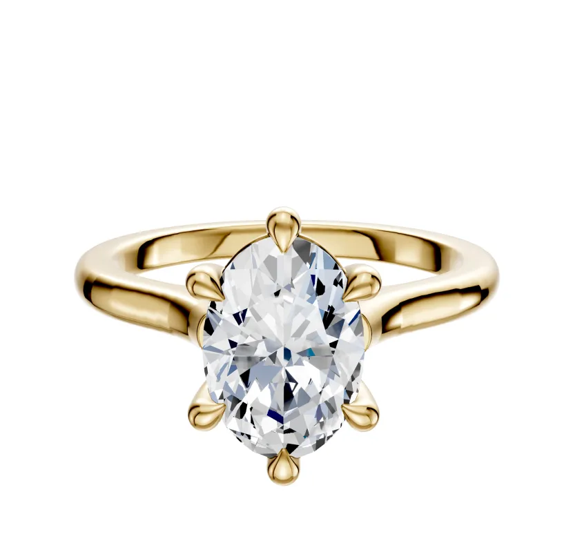 14K Yellow Gold 6 Prong Basket Cathedral Dome 2.0mm Engagement Ring sold by Promise By Effy