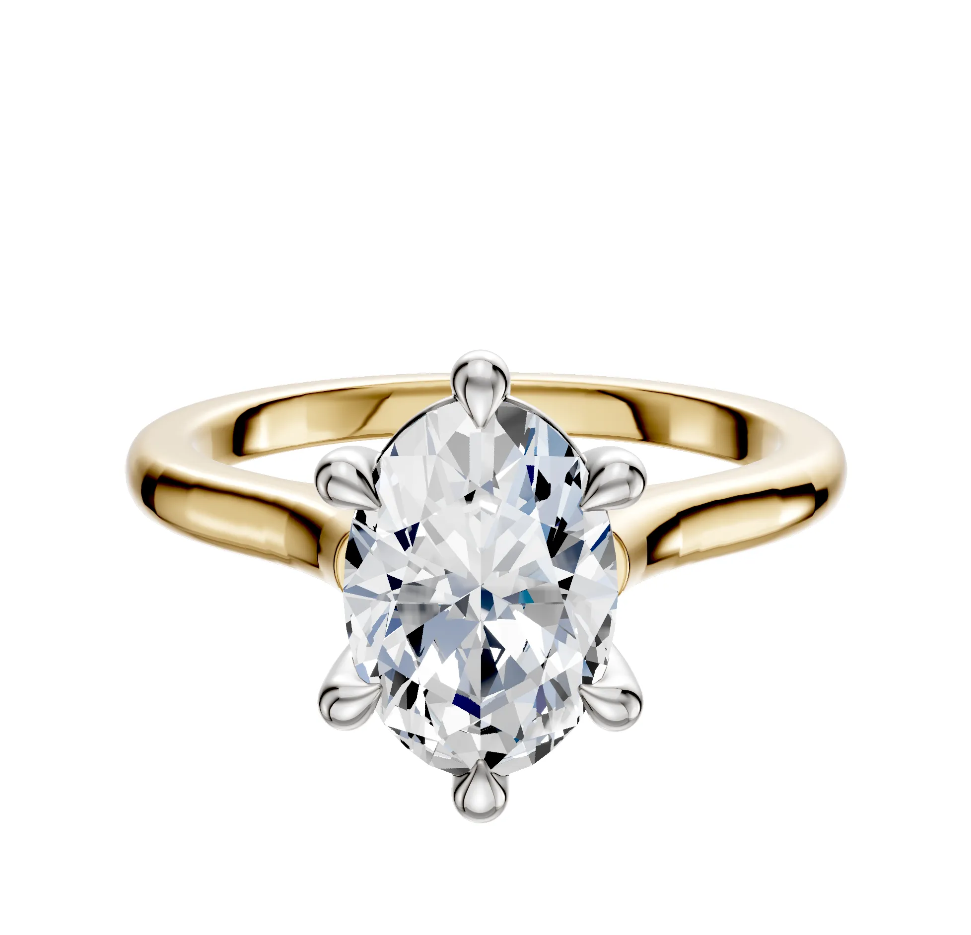 14K Two Tone 6 Prong Basket Cathedral Dome 2.0mm Engagement Ring sold by Promise By Effy