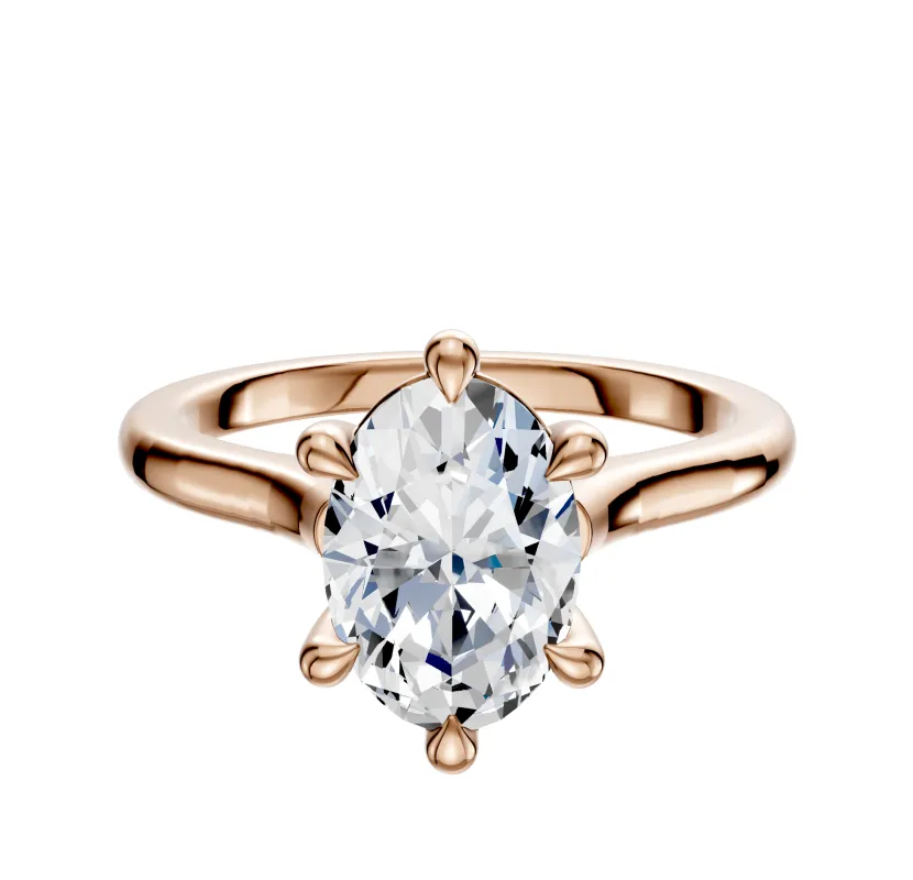 18K Rose Gold 6 Prong Basket Cathedral Dome 2.0mm Engagement Ring sold by Promise By Effy