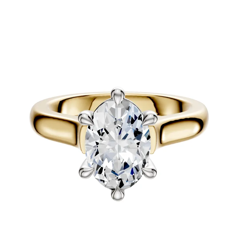 14K Two Tone 6 Prong Basket Cathedral Dome 3.0mm Engagement Ring sold by Promise By Effy