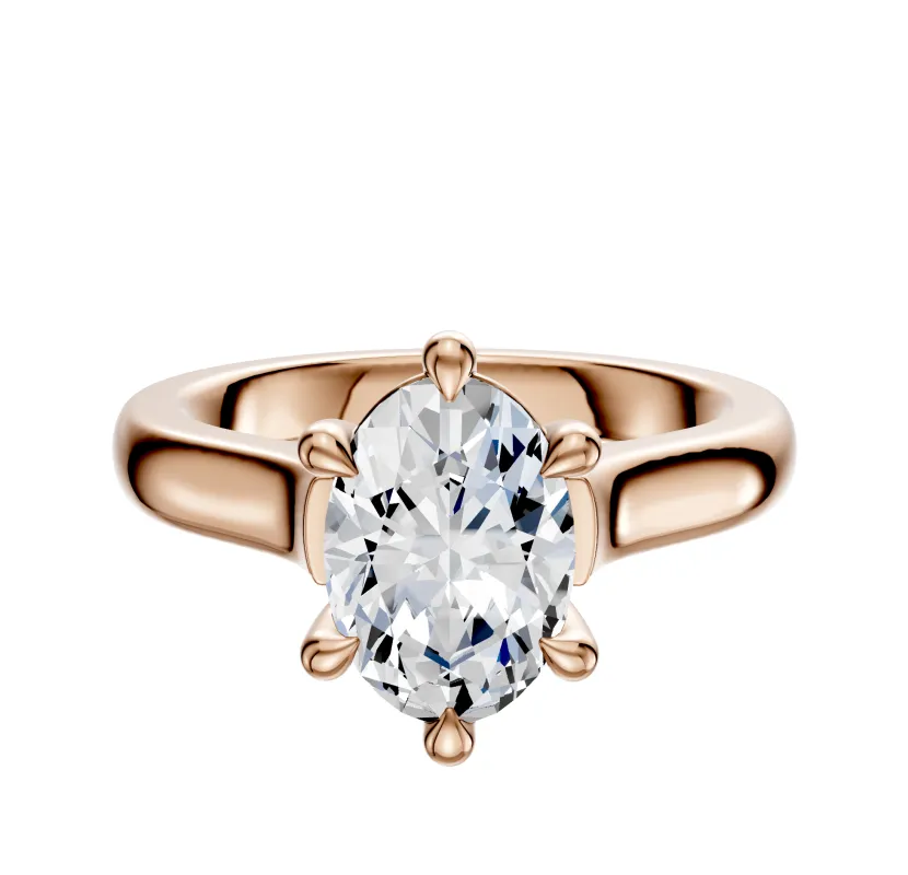 18K Rose Gold 6 Prong Basket Cathedral Dome 3.0mm Engagement Ring sold by Promise By Effy
