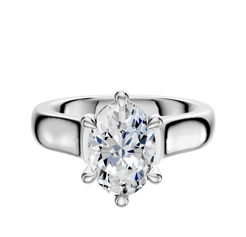 18K White Gold 6 Prong Basket Cathedral Dome 4.0mm Engagement Ring sold by Promise By Effy