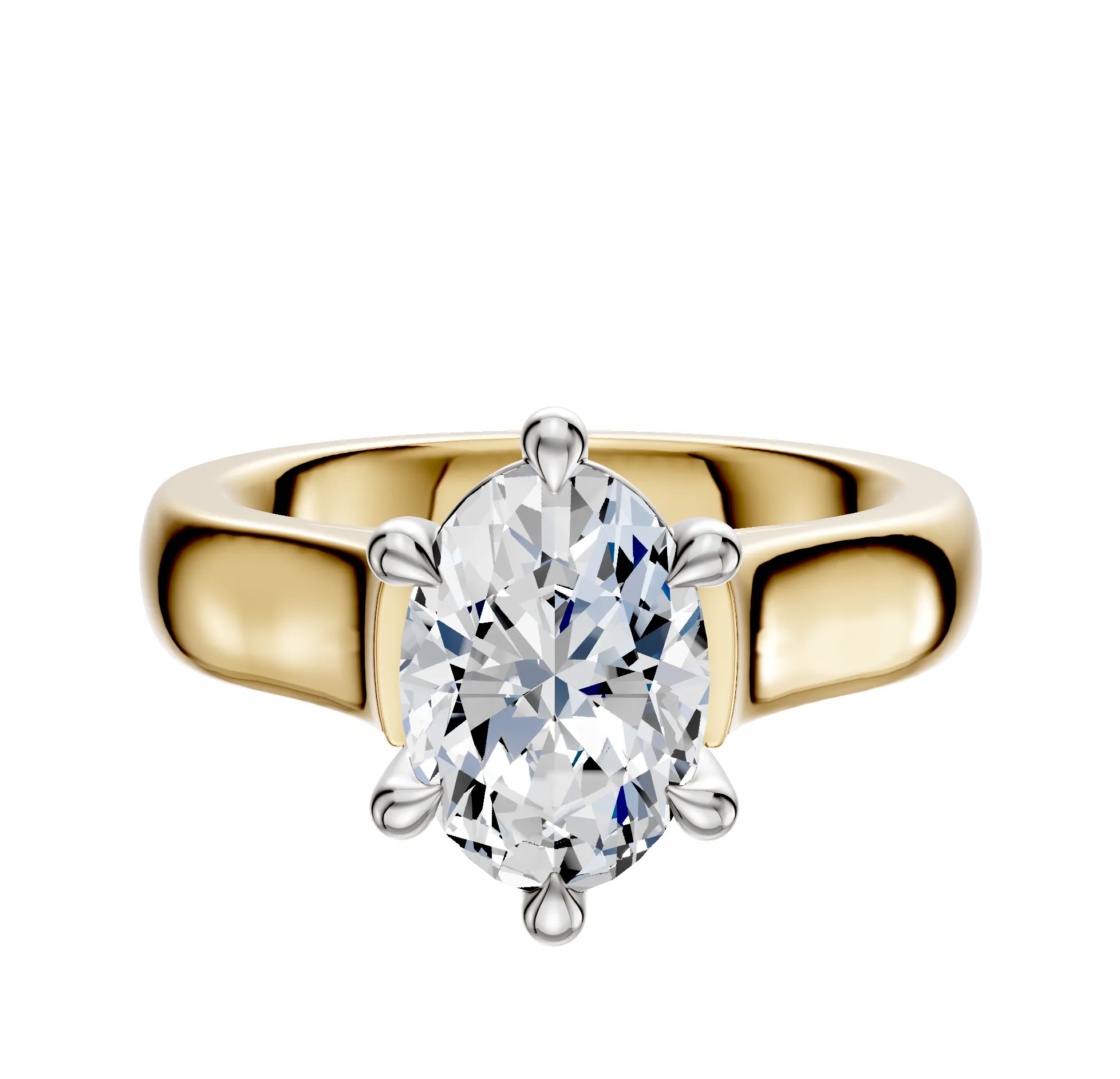 18K Two Tone 6 Prong Basket Cathedral Dome 4.0mm Engagement Ring sold by Promise By Effy