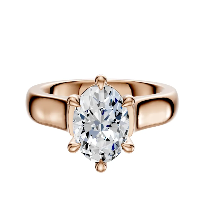 18K Rose Gold 6 Prong Basket Cathedral Dome 4.0mm Engagement Ring sold by Promise By Effy