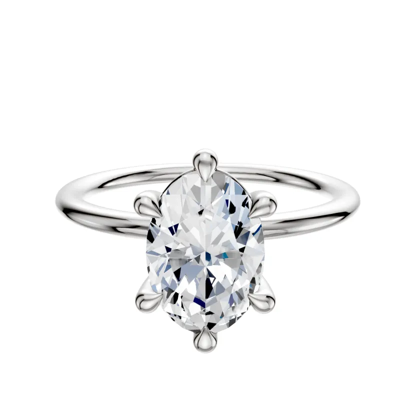 14K White Gold 6 Prong Basket Classic Dome 1.5mm Engagement Ring sold by Promise By Effy